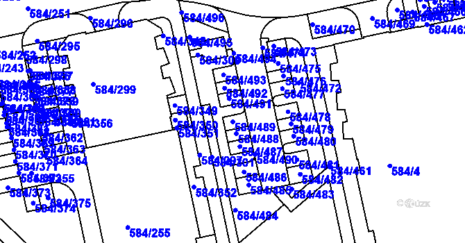 Parcela st. 584/489 v KÚ Dolní Měcholupy, Katastrální mapa