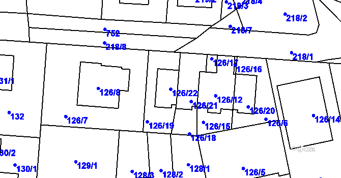 Parcela st. 126/22 v KÚ Dolní Měcholupy, Katastrální mapa
