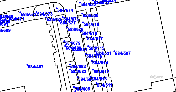 Parcela st. 584/515 v KÚ Dolní Měcholupy, Katastrální mapa
