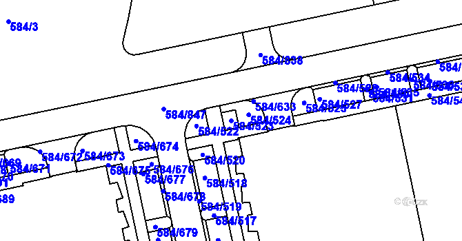 Parcela st. 584/523 v KÚ Dolní Měcholupy, Katastrální mapa