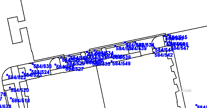 Parcela st. 584/536 v KÚ Dolní Měcholupy, Katastrální mapa