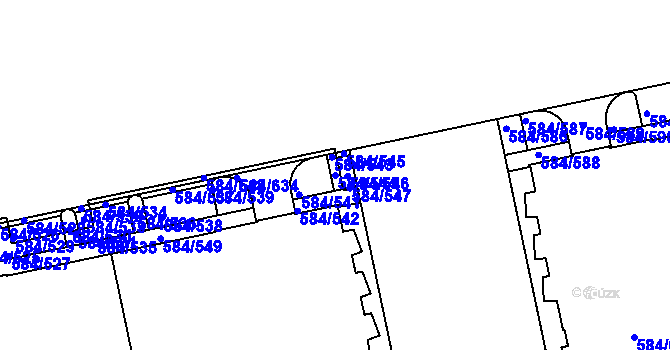 Parcela st. 584/544 v KÚ Dolní Měcholupy, Katastrální mapa