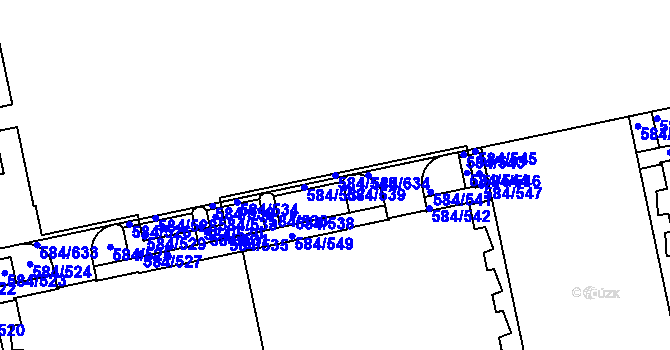 Parcela st. 584/548 v KÚ Dolní Měcholupy, Katastrální mapa