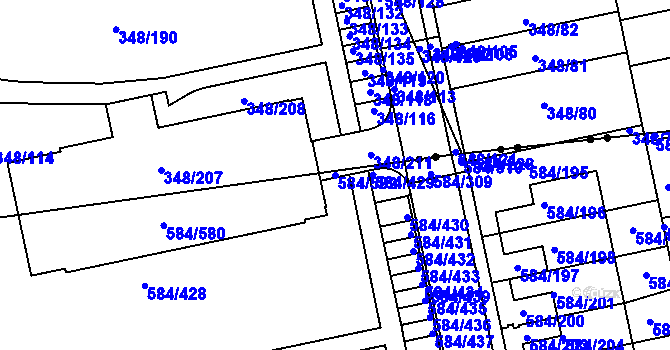 Parcela st. 584/582 v KÚ Dolní Měcholupy, Katastrální mapa