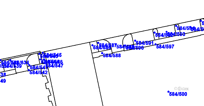 Parcela st. 584/588 v KÚ Dolní Měcholupy, Katastrální mapa