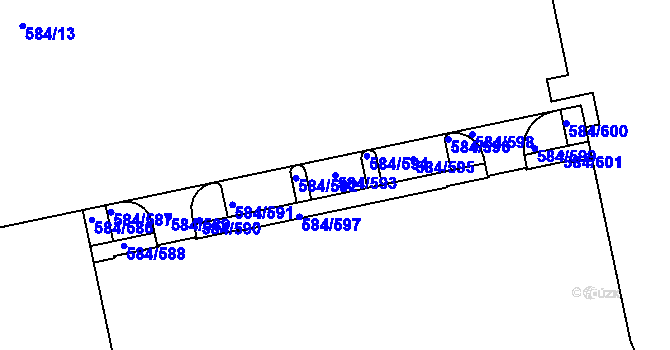 Parcela st. 584/593 v KÚ Dolní Měcholupy, Katastrální mapa