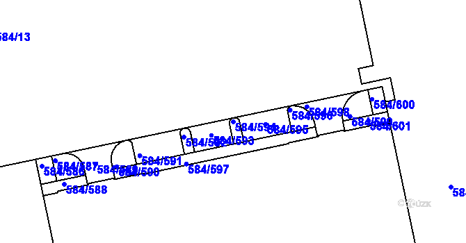 Parcela st. 584/594 v KÚ Dolní Měcholupy, Katastrální mapa