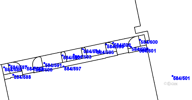 Parcela st. 584/595 v KÚ Dolní Měcholupy, Katastrální mapa