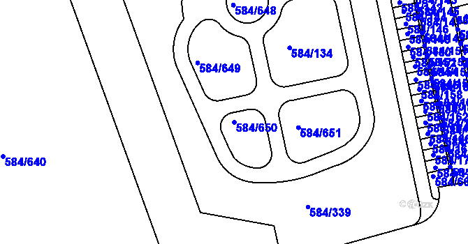 Parcela st. 584/650 v KÚ Dolní Měcholupy, Katastrální mapa