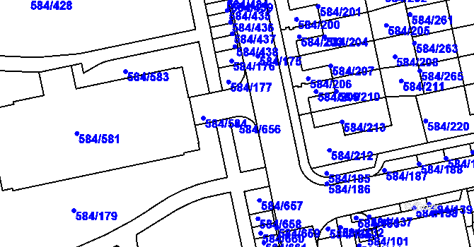 Parcela st. 584/656 v KÚ Dolní Měcholupy, Katastrální mapa