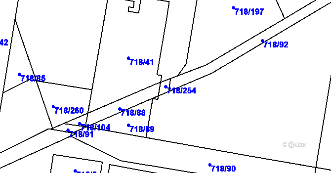 Parcela st. 718/254 v KÚ Dolní Měcholupy, Katastrální mapa