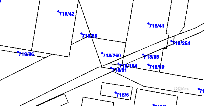 Parcela st. 718/260 v KÚ Dolní Měcholupy, Katastrální mapa