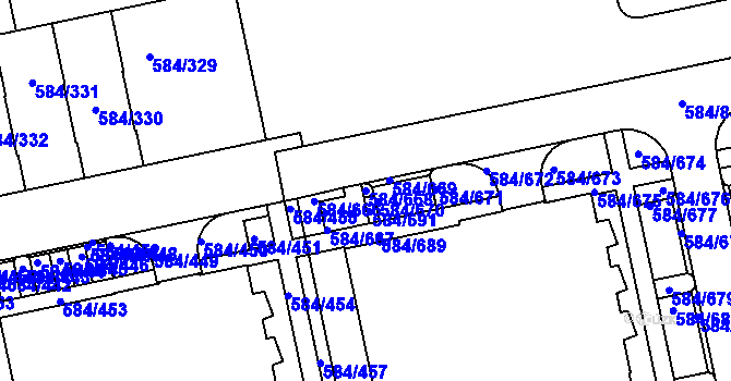 Parcela st. 584/668 v KÚ Dolní Měcholupy, Katastrální mapa
