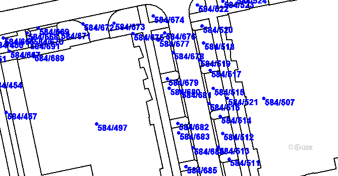 Parcela st. 584/680 v KÚ Dolní Měcholupy, Katastrální mapa