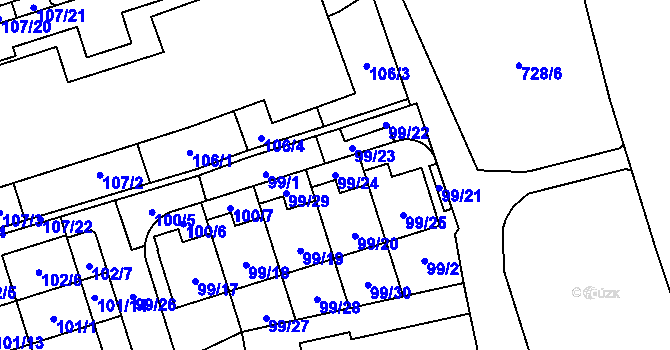 Parcela st. 99/24 v KÚ Dolní Měcholupy, Katastrální mapa