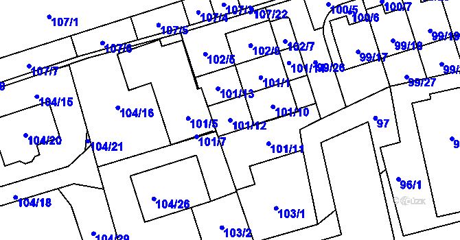 Parcela st. 101/12 v KÚ Dolní Měcholupy, Katastrální mapa