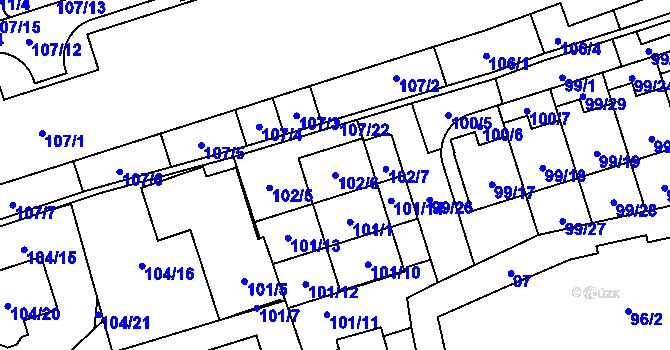 Parcela st. 102/6 v KÚ Dolní Měcholupy, Katastrální mapa