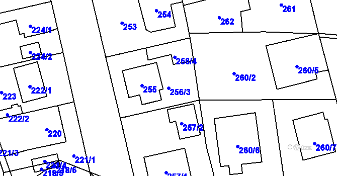 Parcela st. 256/3 v KÚ Dolní Měcholupy, Katastrální mapa