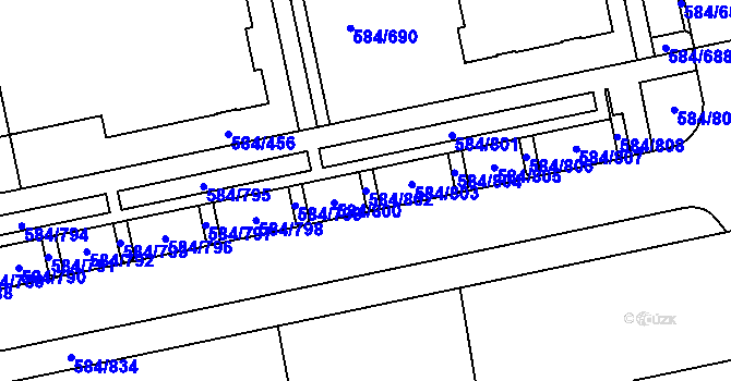 Parcela st. 584/802 v KÚ Dolní Měcholupy, Katastrální mapa