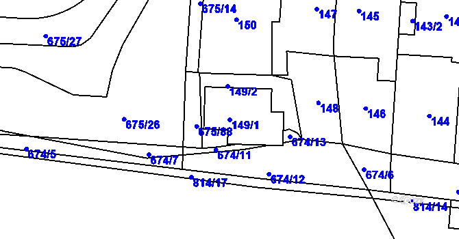 Parcela st. 149/1 v KÚ Dolní Měcholupy, Katastrální mapa