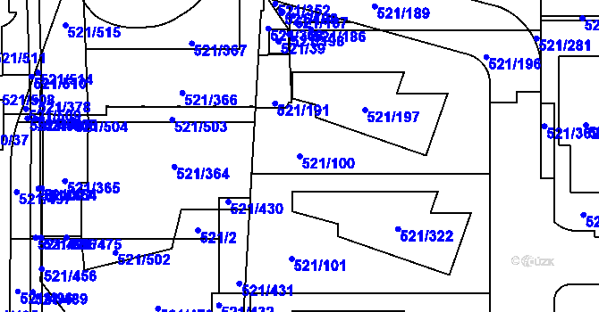 Parcela st. 521/100 v KÚ Horní Měcholupy, Katastrální mapa
