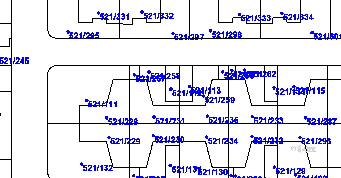 Parcela st. 521/112 v KÚ Horní Měcholupy, Katastrální mapa