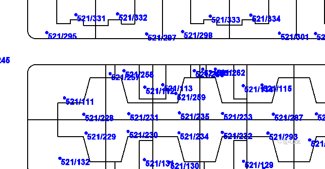 Parcela st. 521/113 v KÚ Horní Měcholupy, Katastrální mapa