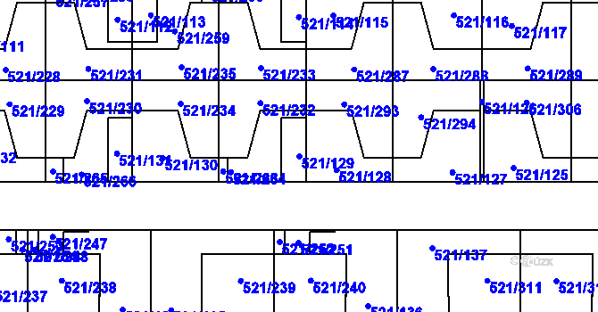Parcela st. 521/129 v KÚ Horní Měcholupy, Katastrální mapa