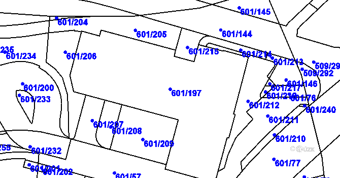 Parcela st. 601/197 v KÚ Horní Měcholupy, Katastrální mapa