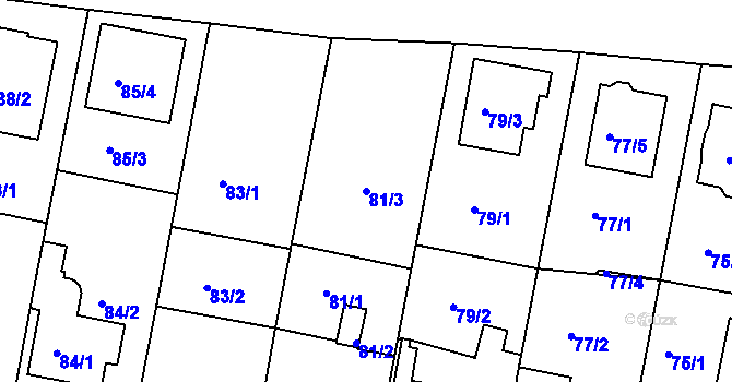 Parcela st. 81/3 v KÚ Horní Měcholupy, Katastrální mapa