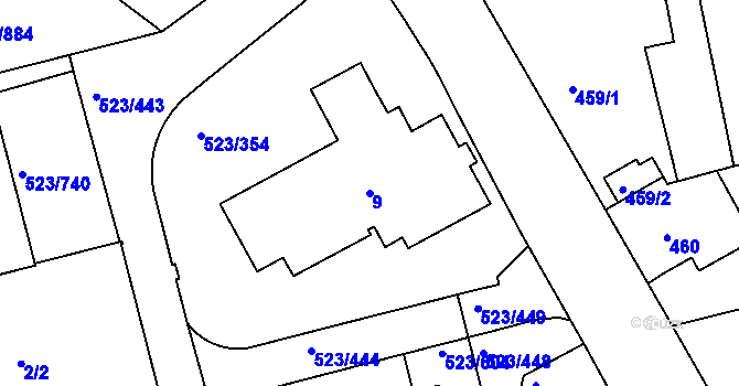 Parcela st. 9 v KÚ Horní Měcholupy, Katastrální mapa