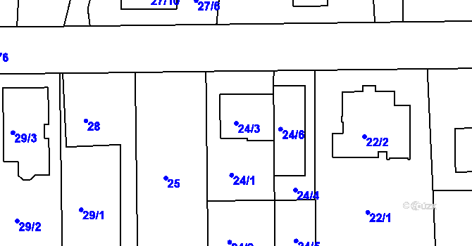 Parcela st. 24/3 v KÚ Horní Měcholupy, Katastrální mapa