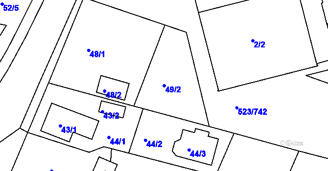 Parcela st. 49/2 v KÚ Horní Měcholupy, Katastrální mapa
