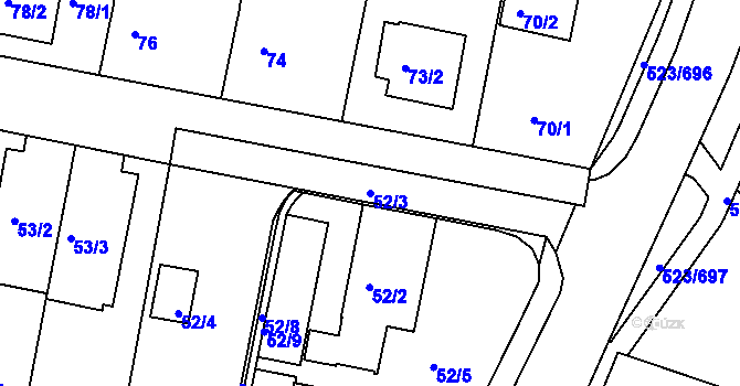 Parcela st. 52/3 v KÚ Horní Měcholupy, Katastrální mapa