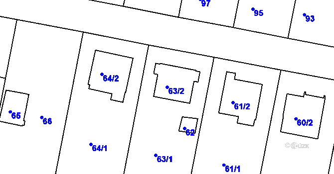 Parcela st. 63/2 v KÚ Horní Měcholupy, Katastrální mapa
