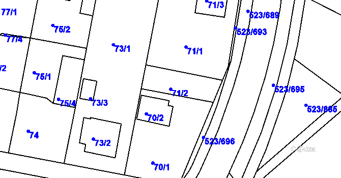 Parcela st. 71/2 v KÚ Horní Měcholupy, Katastrální mapa