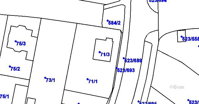 Parcela st. 71/3 v KÚ Horní Měcholupy, Katastrální mapa