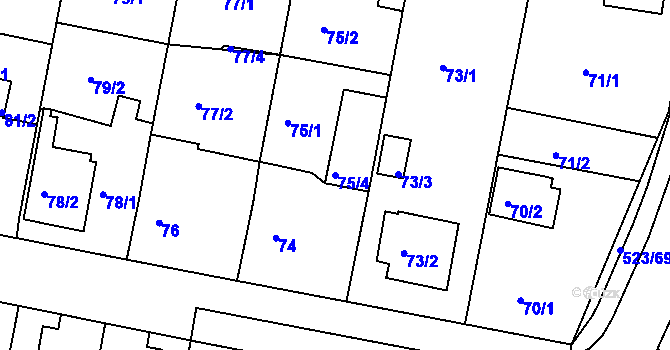 Parcela st. 75/4 v KÚ Horní Měcholupy, Katastrální mapa