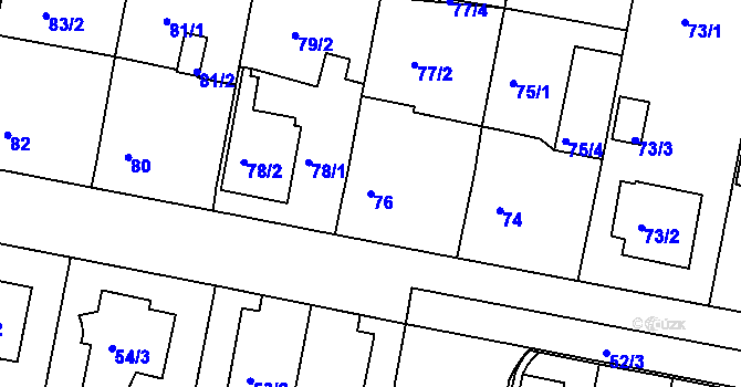 Parcela st. 76 v KÚ Horní Měcholupy, Katastrální mapa