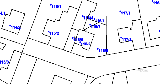 Parcela st. 116/2 v KÚ Horní Měcholupy, Katastrální mapa