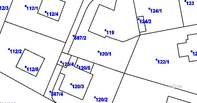 Parcela st. 120/1 v KÚ Horní Měcholupy, Katastrální mapa