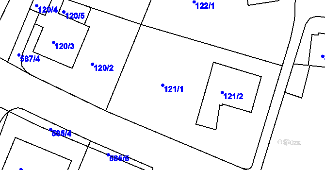 Parcela st. 121/1 v KÚ Horní Měcholupy, Katastrální mapa