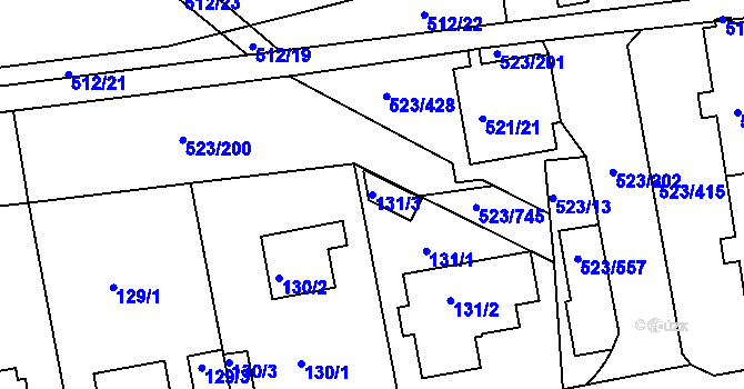 Parcela st. 131/3 v KÚ Horní Měcholupy, Katastrální mapa