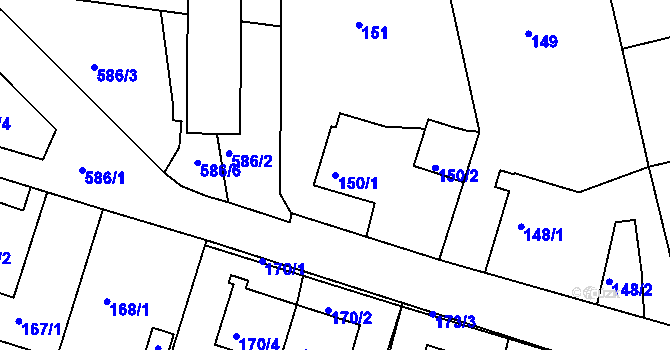 Parcela st. 150/1 v KÚ Horní Měcholupy, Katastrální mapa