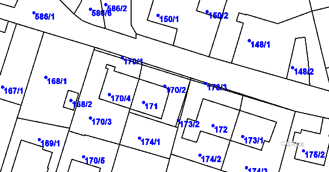 Parcela st. 170/2 v KÚ Horní Měcholupy, Katastrální mapa