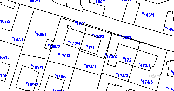 Parcela st. 171 v KÚ Horní Měcholupy, Katastrální mapa