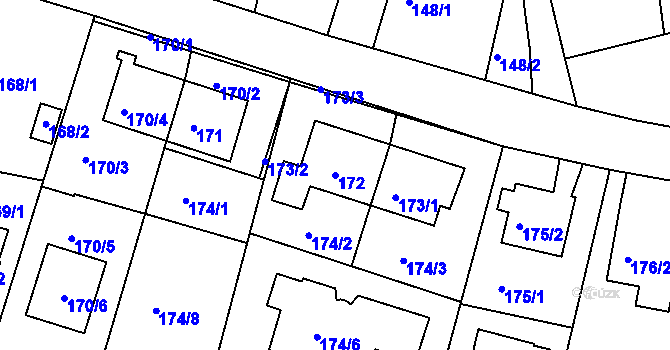 Parcela st. 172 v KÚ Horní Měcholupy, Katastrální mapa