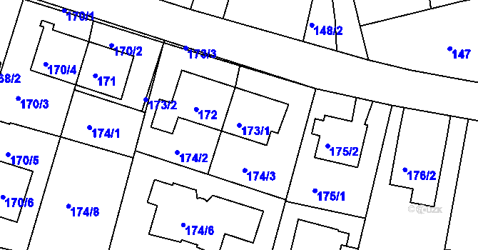 Parcela st. 173/1 v KÚ Horní Měcholupy, Katastrální mapa