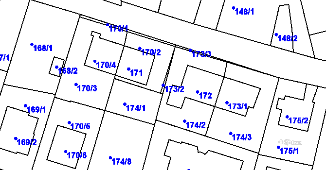 Parcela st. 173/2 v KÚ Horní Měcholupy, Katastrální mapa