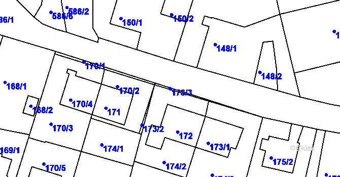 Parcela st. 173/3 v KÚ Horní Měcholupy, Katastrální mapa